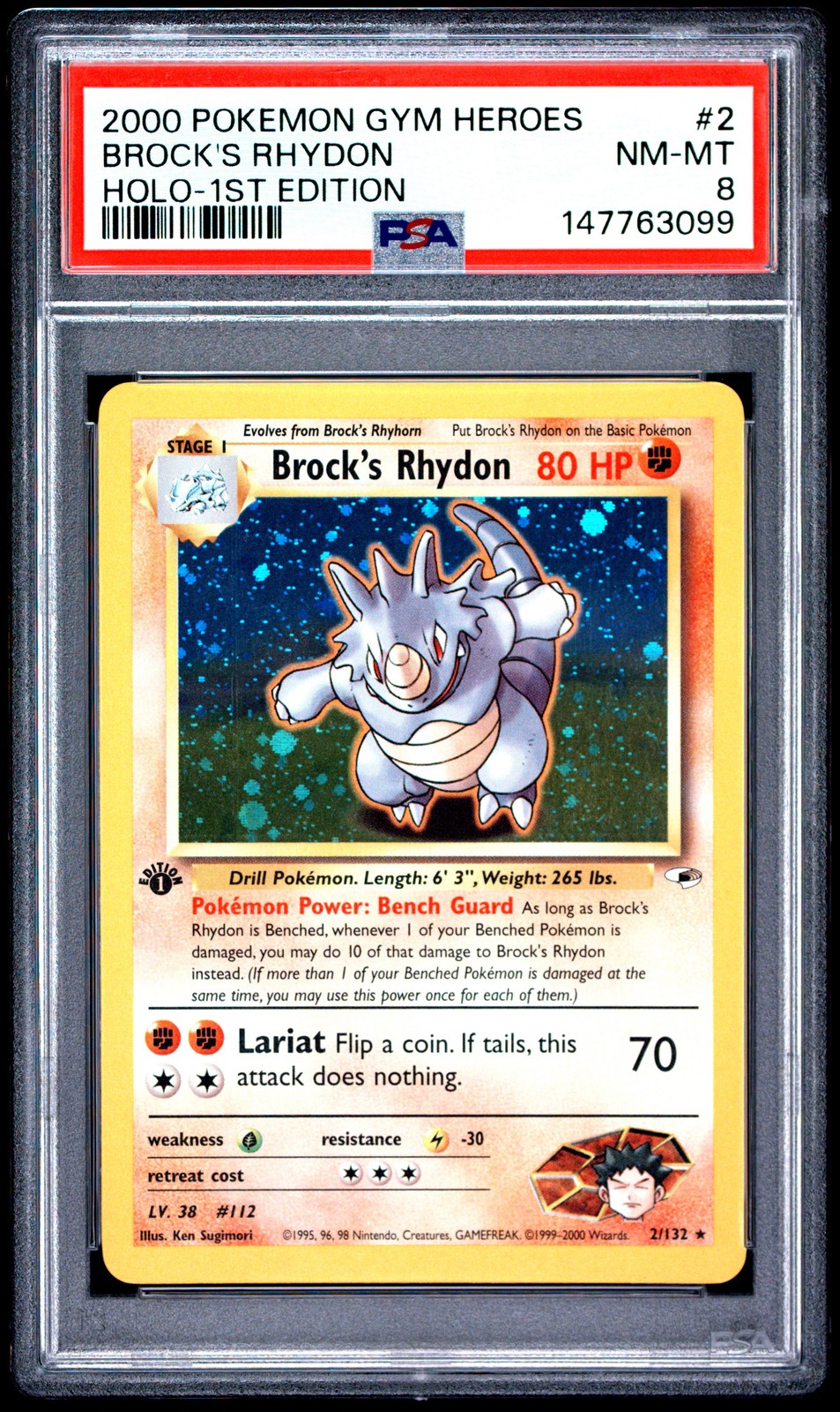 2000 Pokemon Gym Heroes 1st Edition 2 Brock's Rhydon Holo PSA 8 147763099