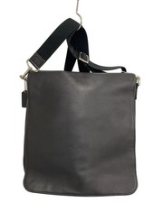 Coach Shoulder Bag Leather Blk Frayed Square Used