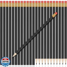 Outus 24 Pieces Round Pencils HB Graphite Pencils Wood Pencils with Eraser Cu