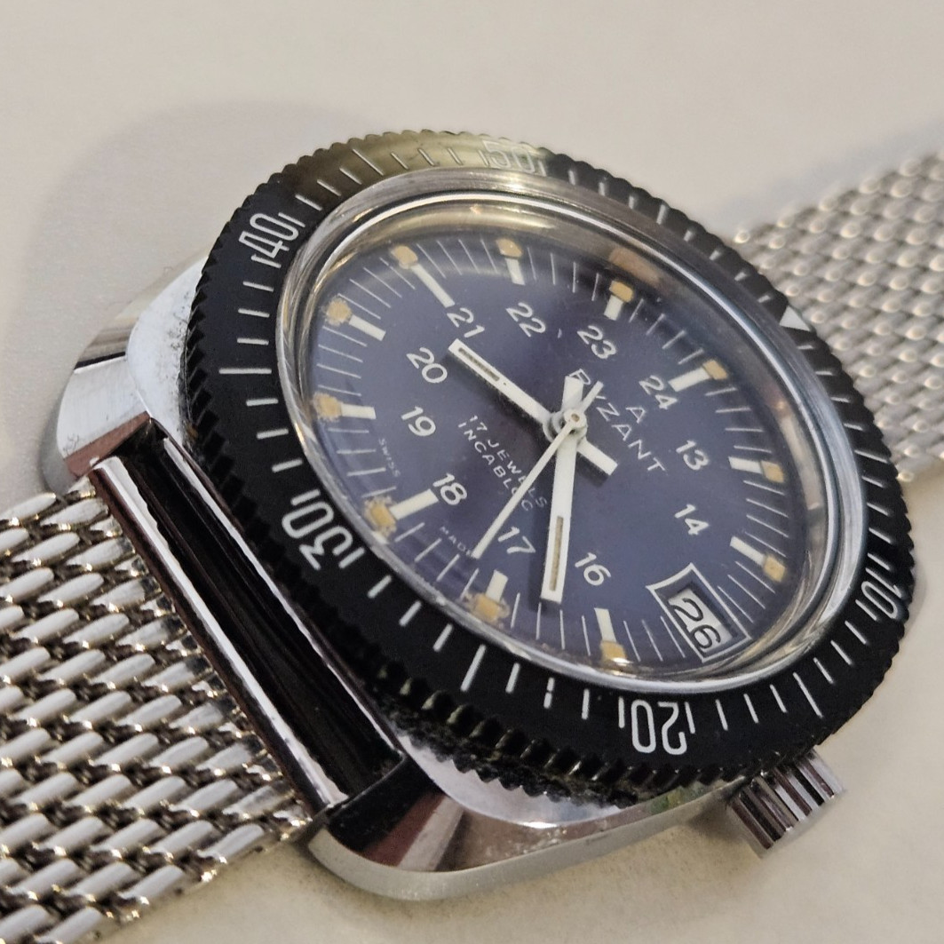 Vintage Skindiver Men's Watch "RYZANT" Swiss Diver 1970 Cal.AS 1950/51 17J NOS image 5