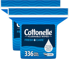 Cottonelle Fresh Care Flushable Wet Wipes, 2 Refill Packs, 336 Total Wipes