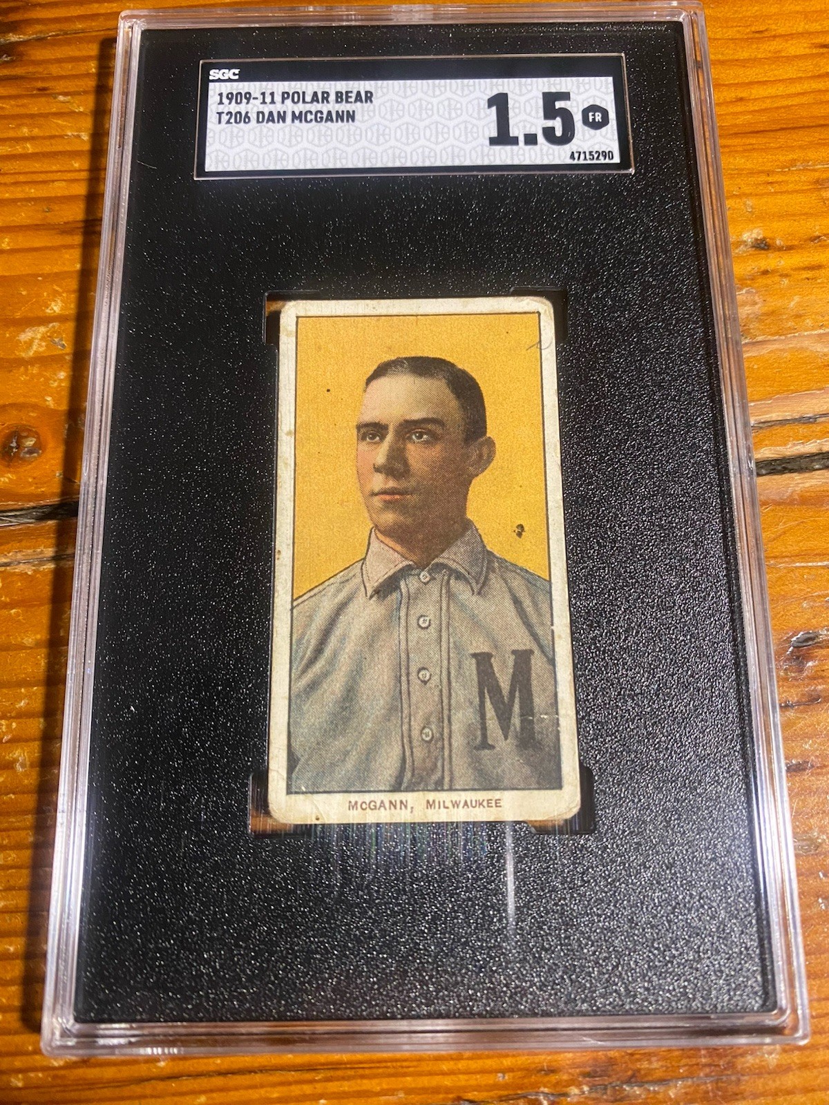 1909-11 T206 Polar Bear Dan McGann SGC 1.5 Milwaukee