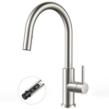 FORIOUS Kitchen Faucets with Pull Down Sprayer, Brushed Nickel Single Handle ...