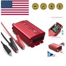 500W Power Inverter DC 12V to 110V AC Converter with Alligator Battery Clamp ...