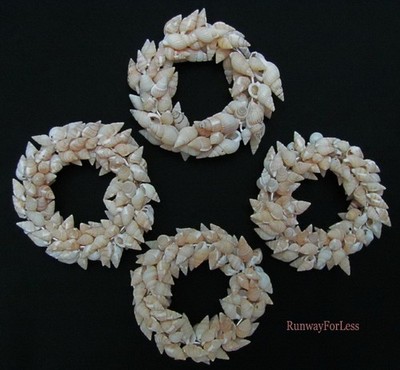 New Set Lot 4 Four Natural Rustic Style Seashell Sea Shell Napkin Ring Holder