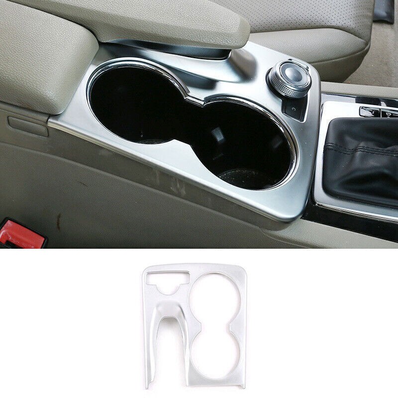 For Mercedes-Benz GLK 2009-15 Matte Silver Central Console Water Cup Cover Trim