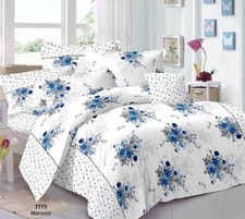 Polycotton Double Flat 180 TC Floral 1 Bedsheet with 2 Pillow Cover Multicolor 