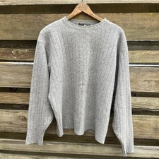 Saks Fifth Avenue Cashmere Collection Women Large Knit Vintage Sweater USA Gray 