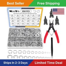 850Pcs C clip External Retaining Rings Snap Rings Assortment(M3-M14) and E clip