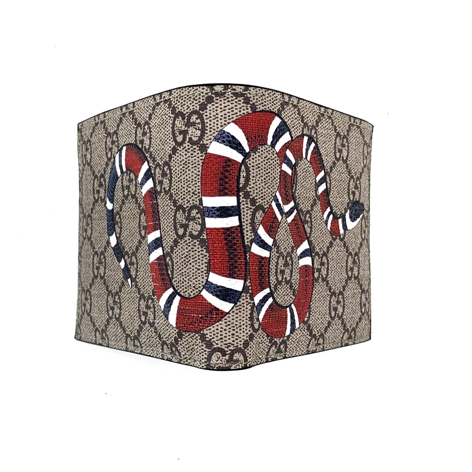 Cartera Gucci GG Monograma King Estampado Serpiente Pequeña Doble Plegable Beige Foto 3 de 4