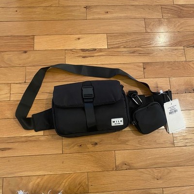 Wilo The Label Belt Bag Black Nylon Snap Front Waist Bag W4CR103BLK New