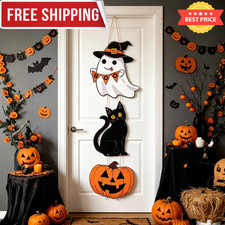 Halloween Door Hanging Paper Decoration Scary Ghost Pumpkin Pattern Hanging Prop