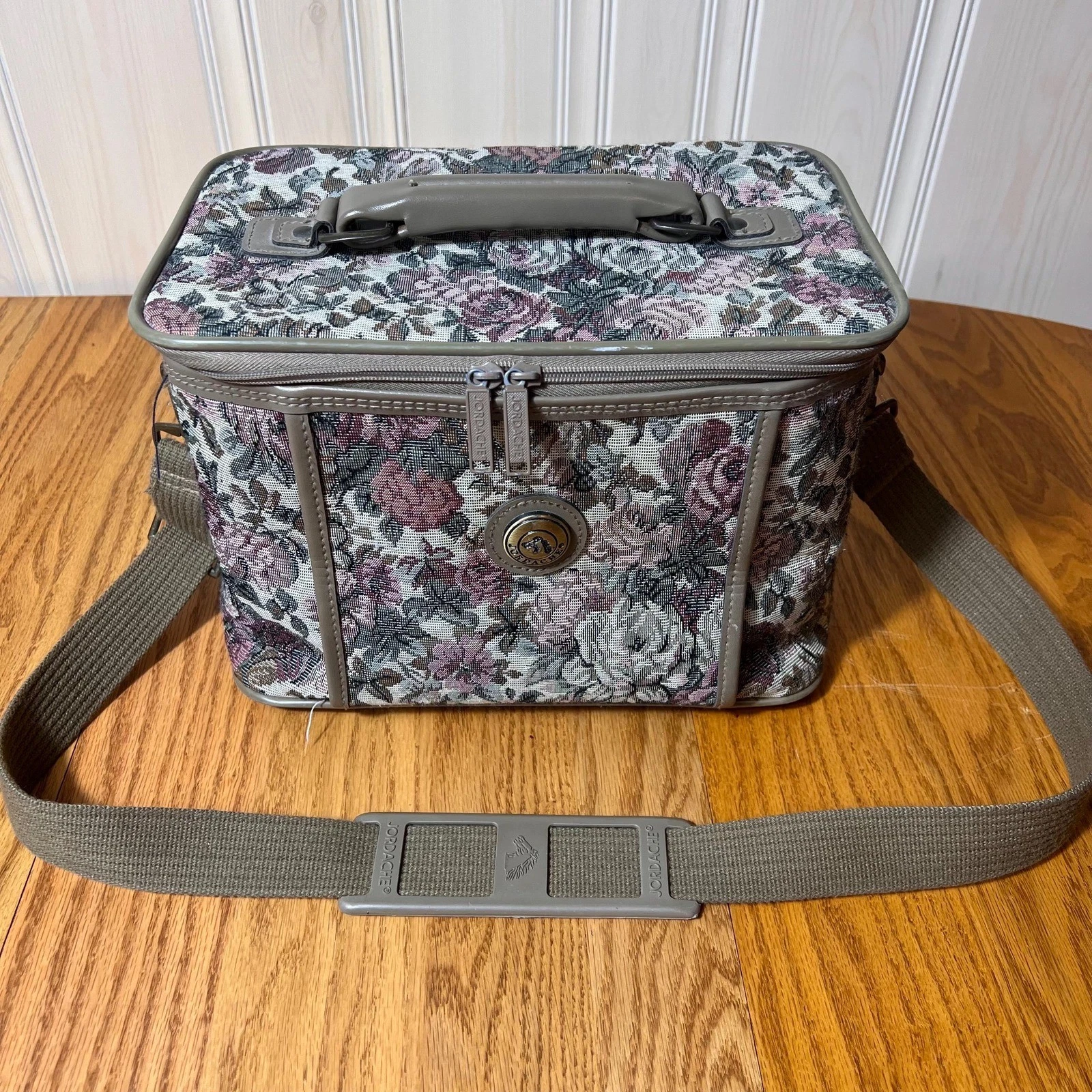 VTG Jordache Floral Tapestry Makeup Train Case 80s Cosmetic Travel Bag granny