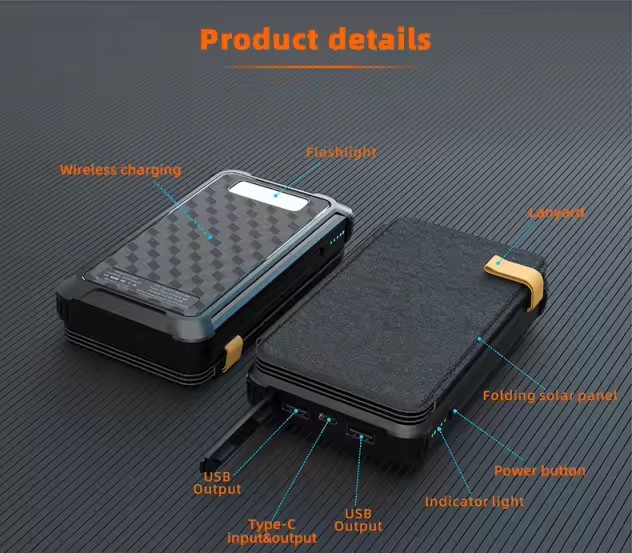 Batterie externe solaire pliable anti-panne de téléphone - 2