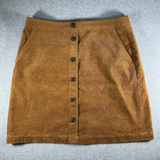 J.Crew Re-Imagined Corduroy Mini Skirt Womens 6 Brown Button Front Fair Trade