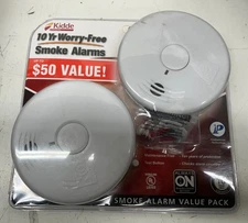 Kidde 10 Year Worry-Free Battery Powered Smoke Detector Photoelectric Sensor 2Pk