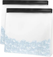 Reusable Ice Storage Bags - Set of 2, 11X10X2.5" - Ideal Reusable Ice Bag Set, F