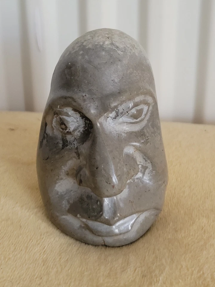 Ancienne Petite Sculpture Tête En Pierre DR04 À Déterminer - Photo 1/4