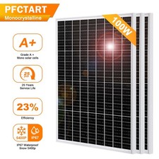 PFCTART 3pcs Mono Solar Panel 100W 12V/24V/36V RV Marine Home Off-Grid System