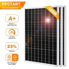 PFCTART 3pcs Mono Solar Panel 100W 12V/24V/36V RV Marine Home Off-Grid System