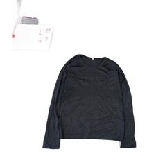 Unbranded Black Long Sleeve Crewneck Shirt L Ribbed Cuffs Cotton