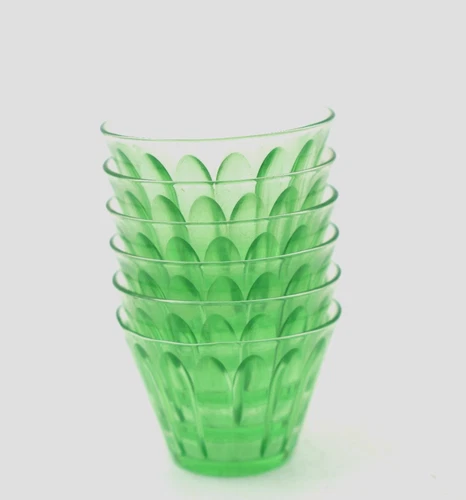 LOT of 6 Vintage HAZEL ATLAS Green Depression Nut Dishes Custards