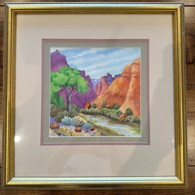 Serena Supplee Watercolor Painting Matted Gold Frame Glass
