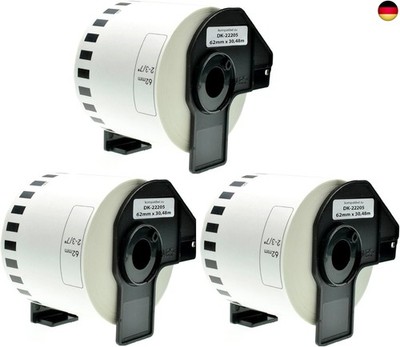 Logic-Seek 3 Endlos-Etiketten kompatibel für Brother DK-22205 QL-720 500 560 