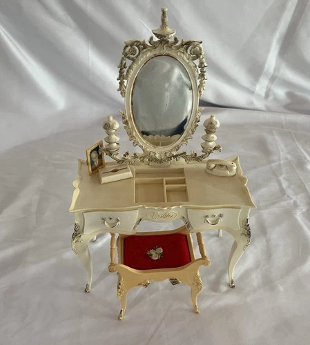 Vintage 1960s Barbie Vanity with Bench Seat. Complete.