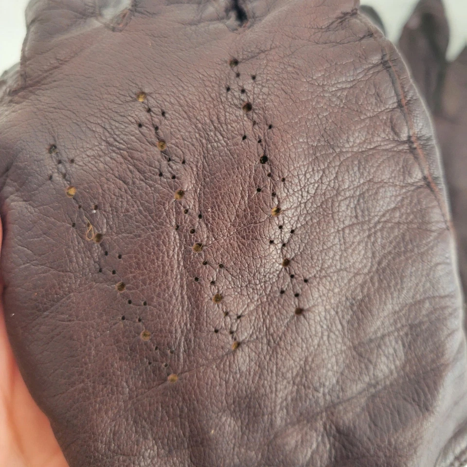 Guantes de cuero marrón COACH forrados en lana de cordero para mujer talla pequeña 7 1/2 hechos en Italia Foto 3 de 4