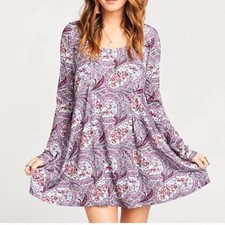 Show Me Your MuMu Sloane Tea Time Rose Paisley Long Sleeve Tunic Mini Dress XS
