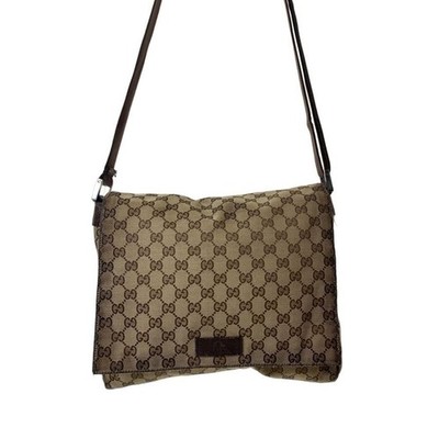 GUCCI Canvas Multicolor All Over Shoulder Bag Leather Strap Auth