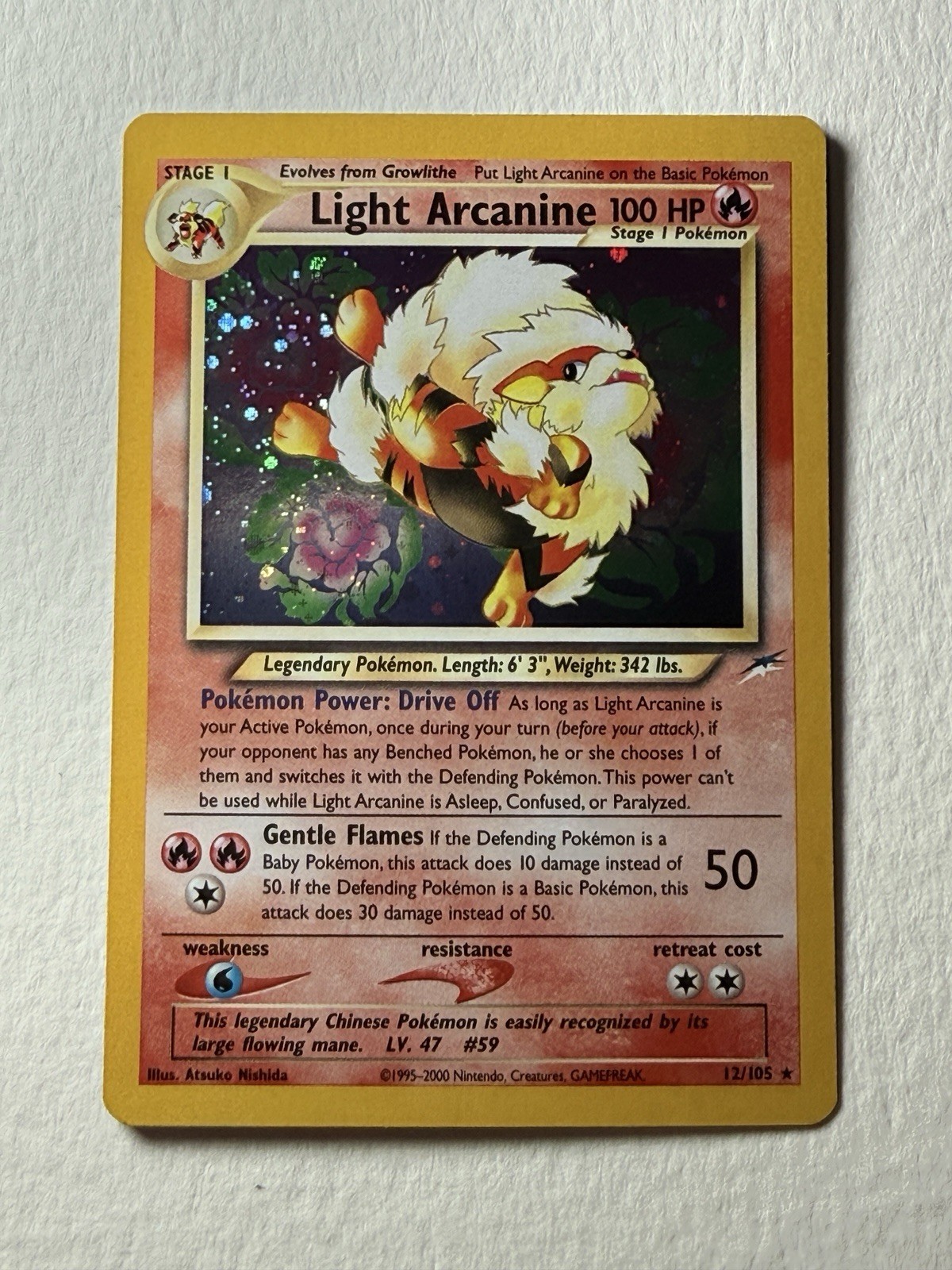 Pokemon Light Arcanine Holo Rare Unlimited Neo Destiny 12/105 English 2000