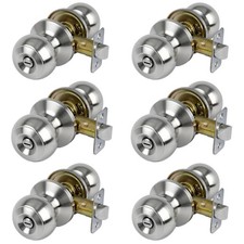6 Pack Privacy Door Knob, Keyless Interior Door Knobs with Lock, Satin Nickel...