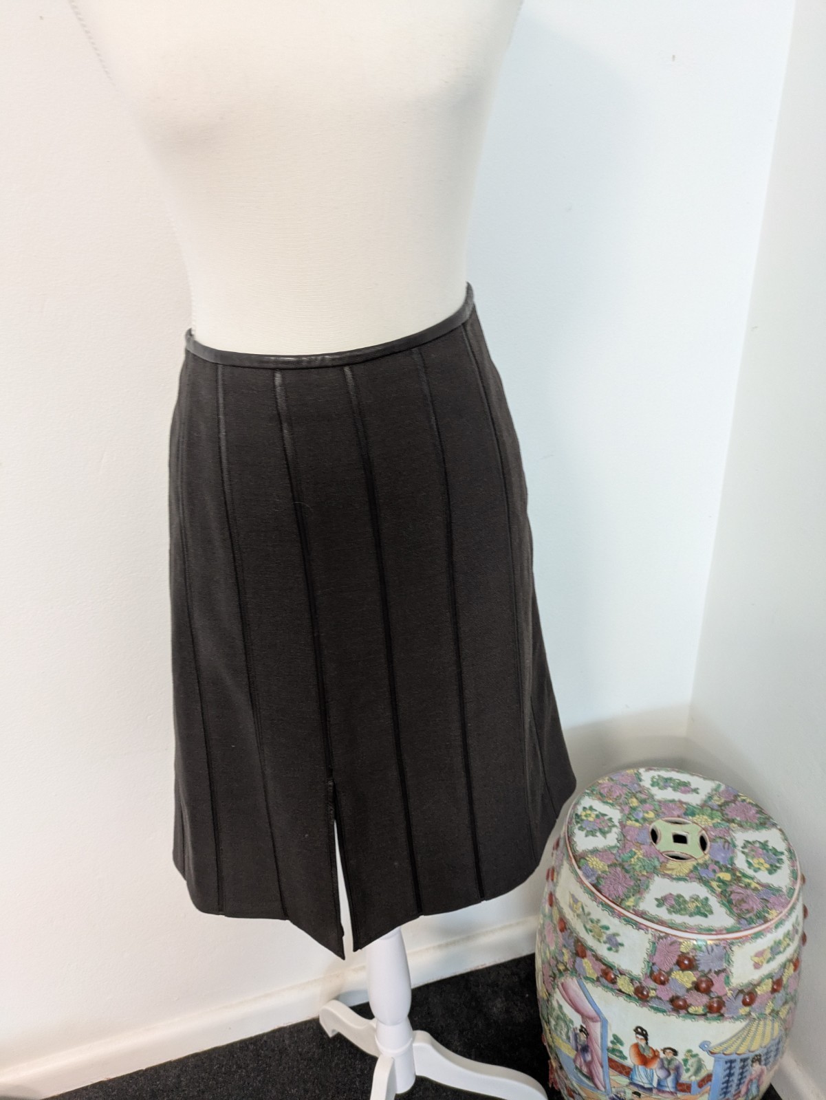 Armani Collezioni Leather And Wool Skirt Nwot 12