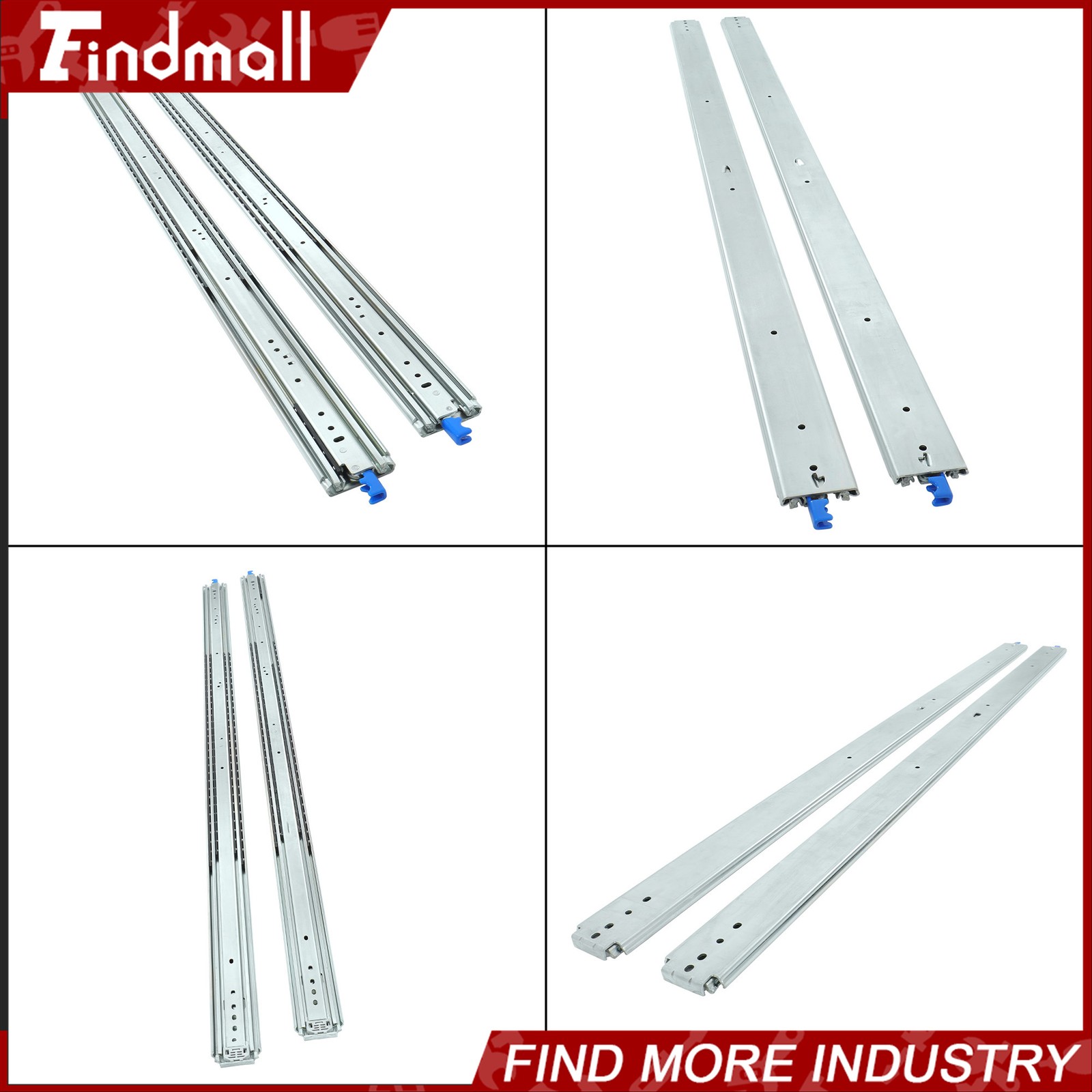 Findmall Heavy Duty 60" Drawer Slides w/Lock 500lb - Full Extension Ball Bearing