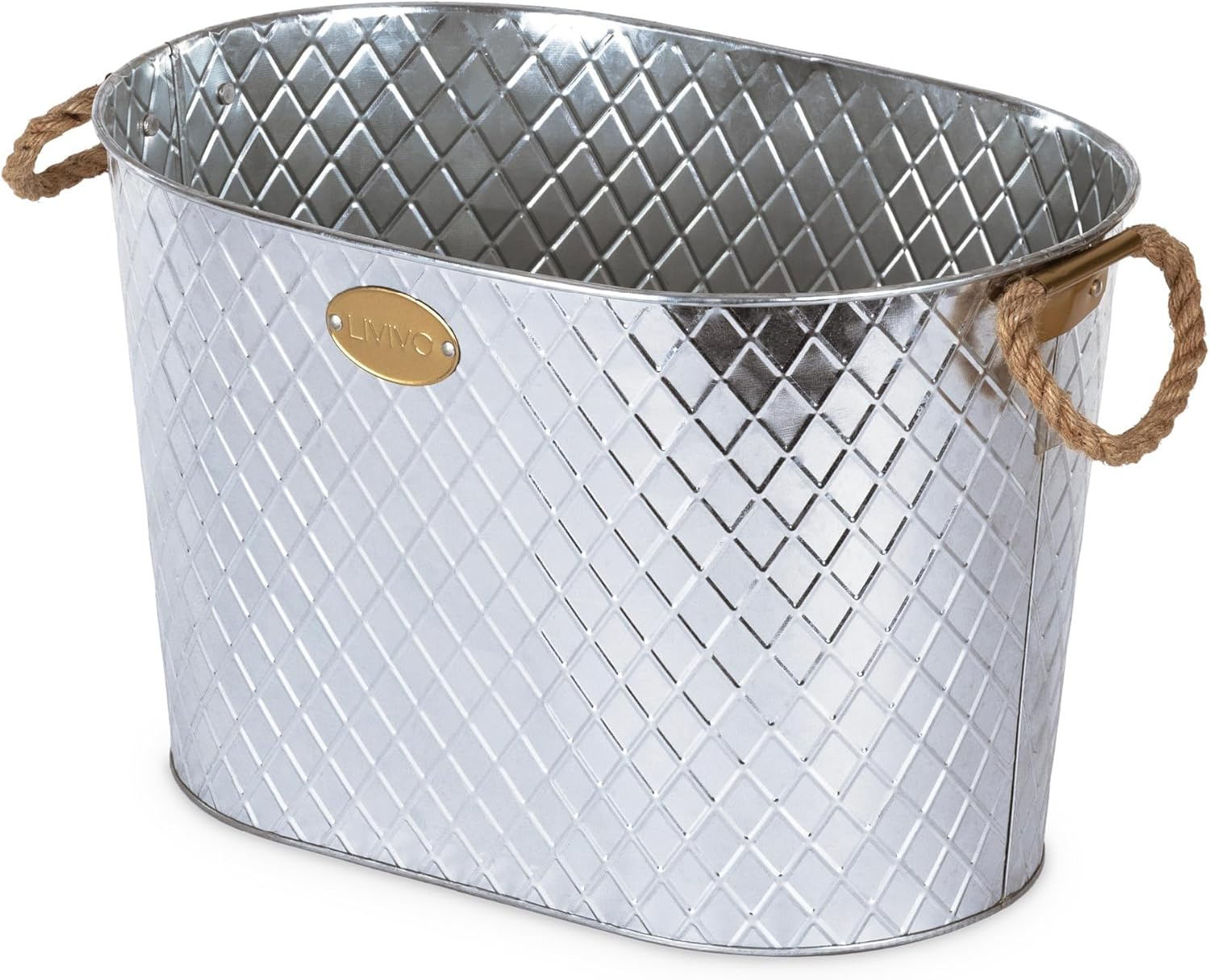 LIVIVO Galvanised Steel 24L Drinks Ice Cool Bucket Pail Diamond Embossed with Ro