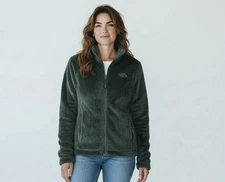 North Face Osito Soft Fleece Full Zip Jacket Dark Hunter Green Women's Size M
