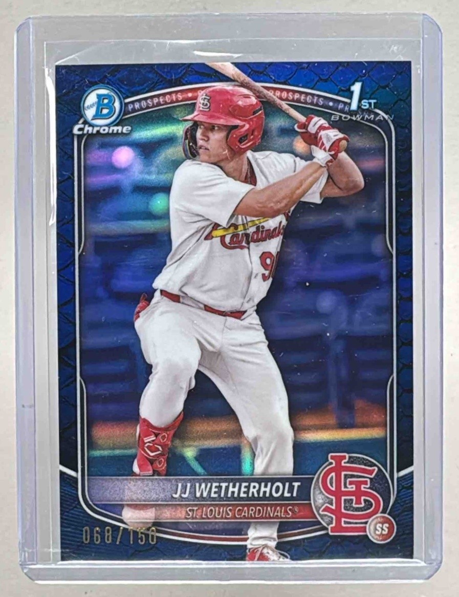 JJ Wetherholt 2025 Bowman Chrome #BCP-22 Blue Reptilian Refractor 1st RC /150