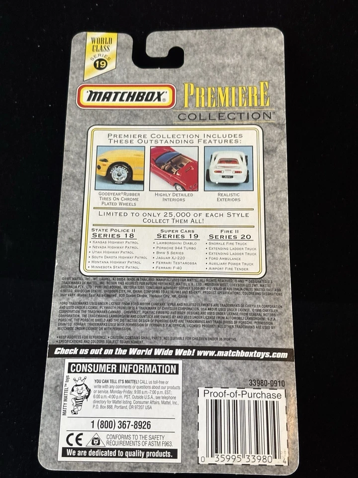 Matchbox PREMIERE FERRARI F-40 LTD ED Super Cars Collection 1997 1 of 25,000 - Image 4 of 4