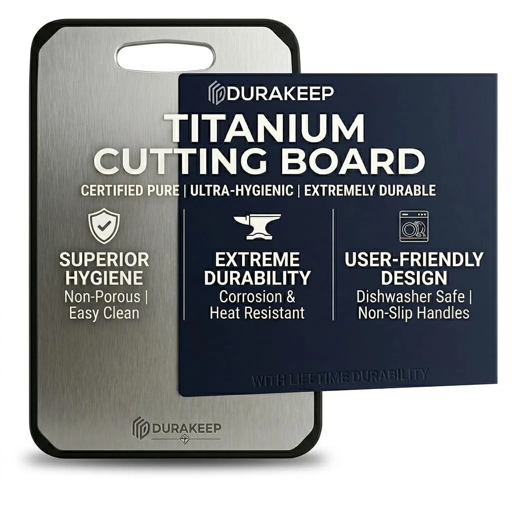 Large 15.5x11" Solid Titanium Cutting Board - Chef-Approved, Non-Toxic, Dishwash