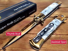 8.75" Italian Milano Italian Damascus Assisted Open Pocket Knife Knives  - GD