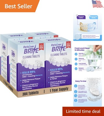 Individual Mint-Scented Cleaning Tablets: 384 Count for Denture Maintenance