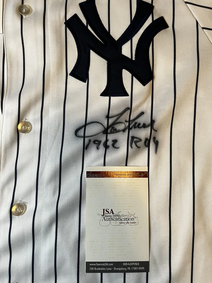 Camiseta Tom Tresh New York Yankees Autografiada 1962 Salón de la fama Autenticación JSA Foto 3 de 4