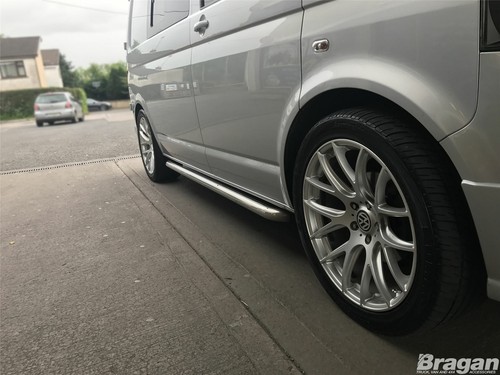 Stainless Steel Side Bars CURVED To Fit Volkswagen Transporter T6 SWB 2015-2019 - Picture 3 of 9