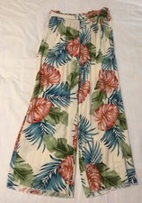 Unbranded S-M Rayon Long Multicolor Tropical Print Wide Leg Beach Pants