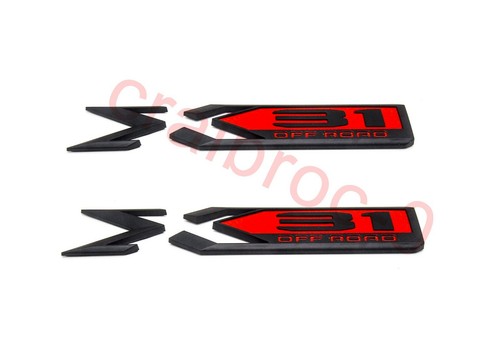 2PCs 2019-2025 GMC Sierra X 31 X31 OFF ROAD Bed Emblem OEM GEN Red Black - Picture 3 of 6