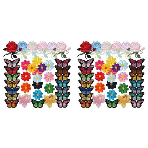 Patchs Thermocollants Brodés - Fleurs Roses Et Bouquets, Pour Customiser Vêtements Et Accessoires