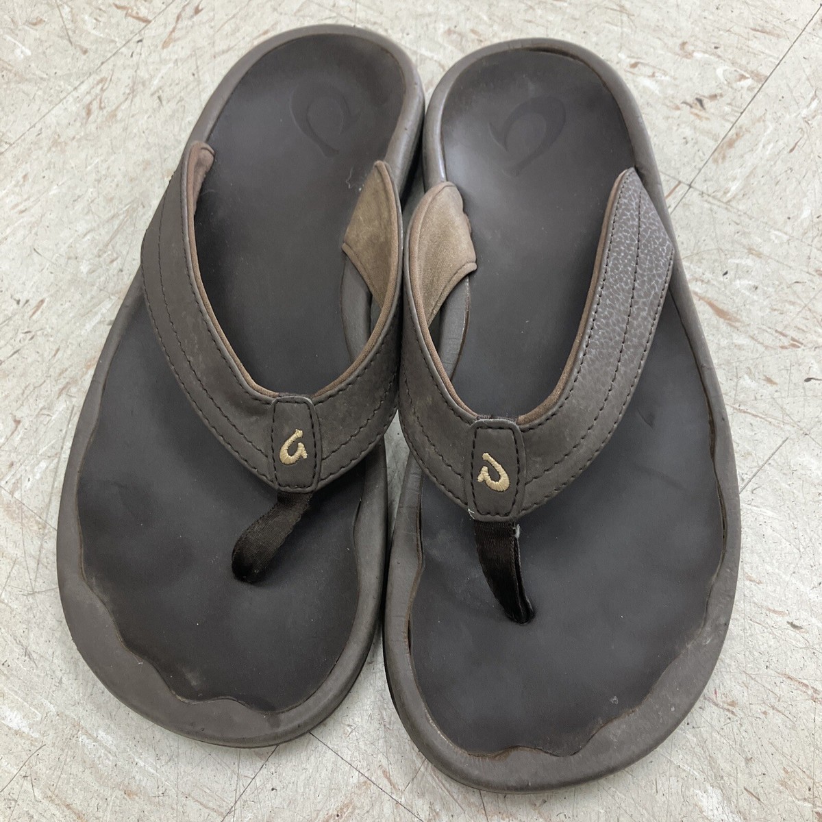 OluKai Kulapa Kai Flip Flop Thong Sandal Shoes Brown Java Wood