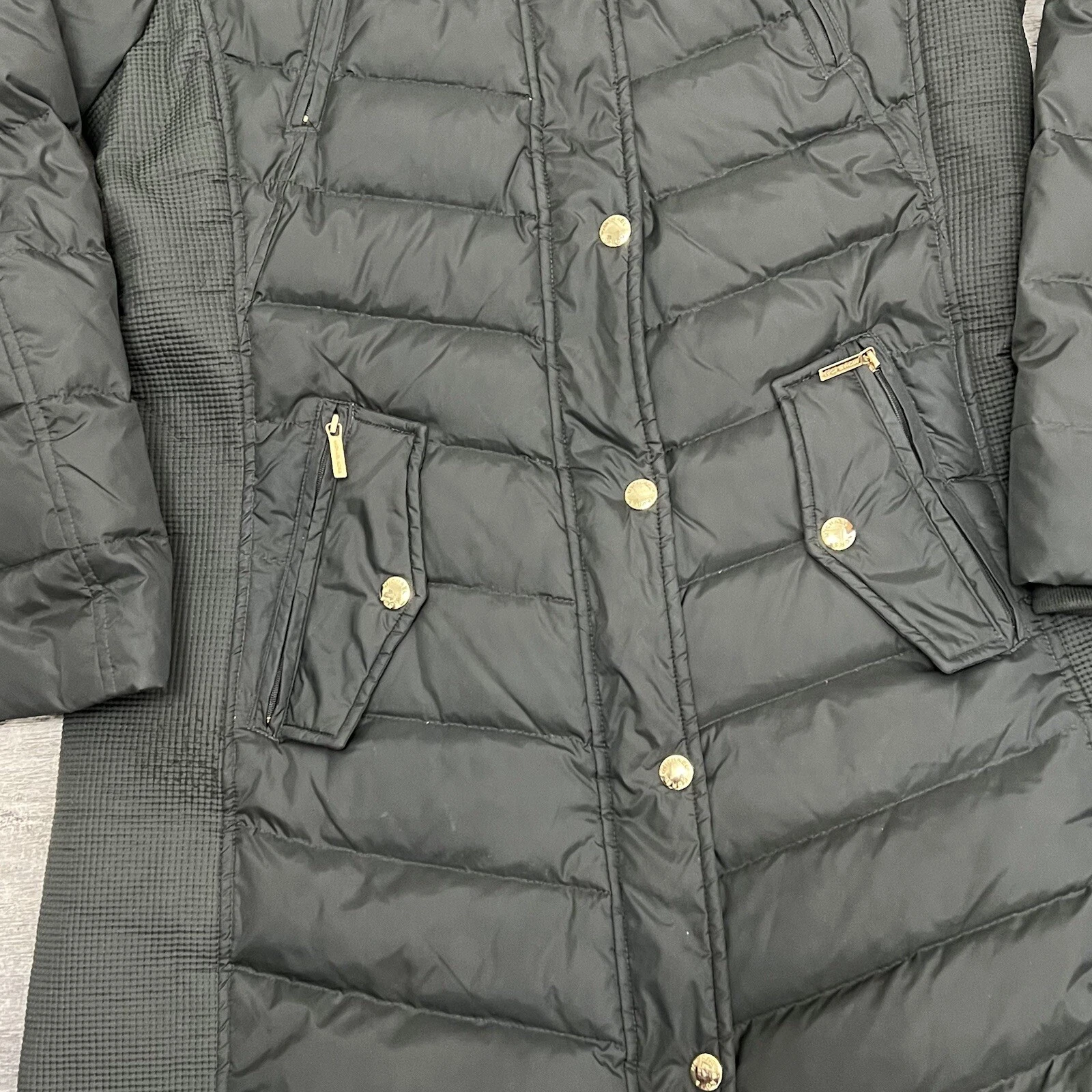 Michael Kors Piumino Piumino Parka Cappuccio in Pelliccia Finta Verde Oliva Donna M Cappotto